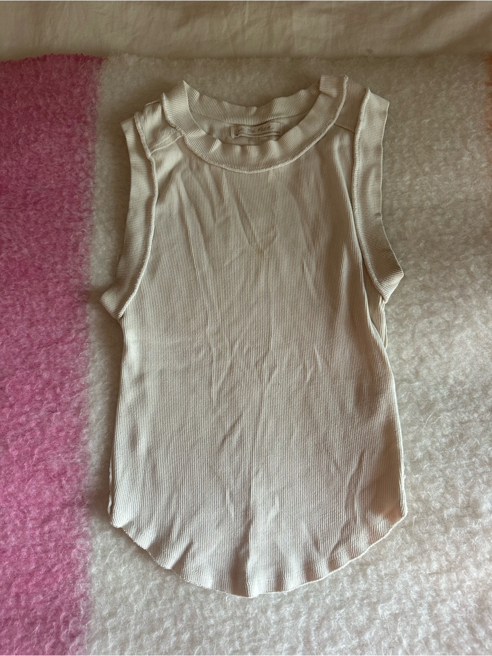 Free People Cream Ribbed Sleeveless Top - Women's